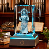 Sacred Heart of Jesus LED Crystal Lamp: A Christian Symbol of Love & Devotion