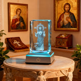 Sacred Heart of Jesus LED Crystal Lamp: A Christian Symbol of Love & Devotion