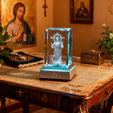 Sacred Heart of Jesus LED Crystal Lamp: A Christian Symbol of Love & Devotion