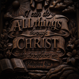 "I Can Do All Things" Wood Carving - Sacred Heart & Empty Tomb Scripture Decor - A Gift of Strength & Faith