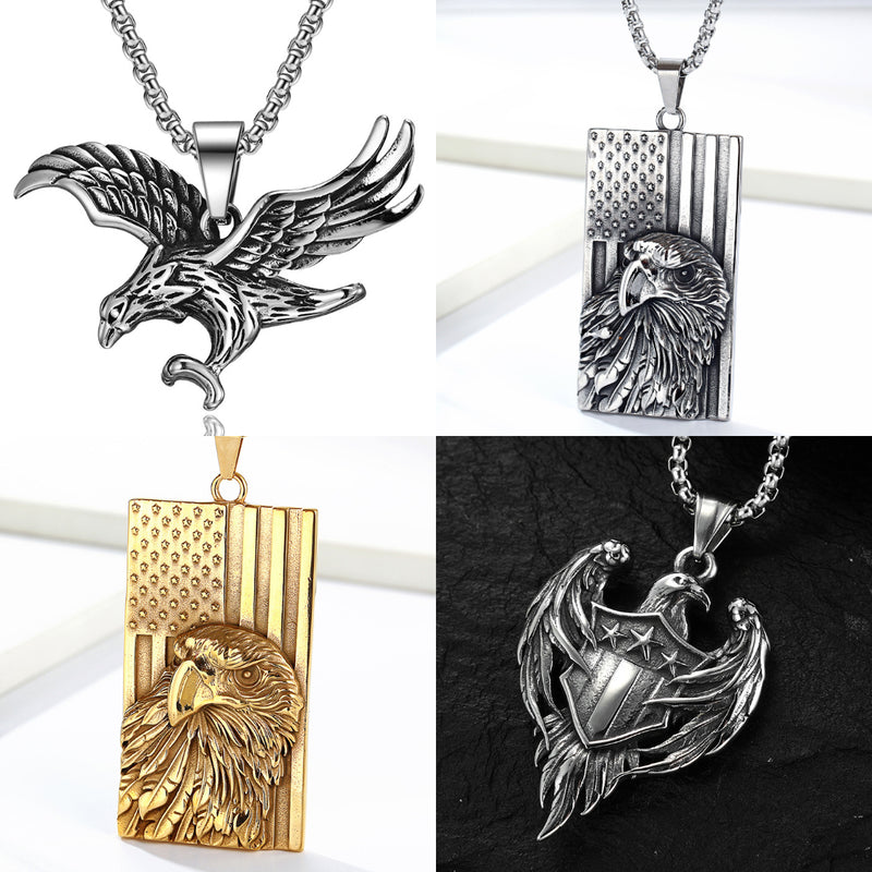 American Flag Bald Eagle Flag Necklace