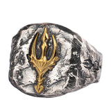 925 Silver Poseidon Trident Ring Vintage Greek Jewelry Men Women Open Adjustable