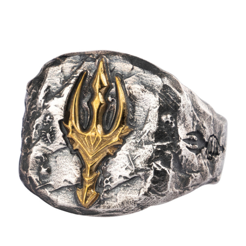 925 Silver Poseidon Trident Ring Vintage Greek Jewelry Men Women Open Adjustable