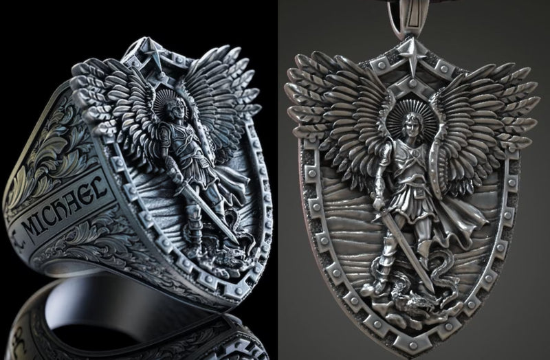 Archangel Michael Steel Titanium Ring——Giving us the strength and courage to move forward