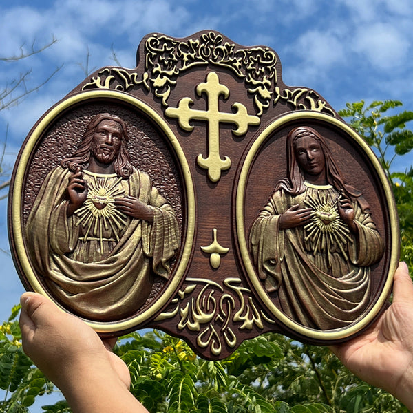 Sacred Heart of Jesus and Heart of Mary Plaque - 2023 New Religious Christmas Gift