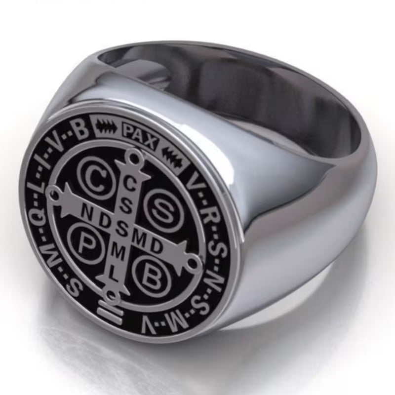 St. Benedict Medal Stainless Steel Christian Ring