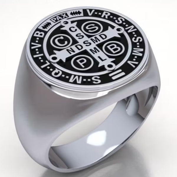 Saint Benedict Medal Stainless Steel Ring