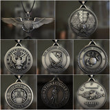 American Eagle G.I. Badge Commemorative Coin Pure Pewter Pendant Necklace