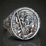 925K Sterling Silver St. Christopher and the Holy Child Jesus Sterling Silver Stamp Ring