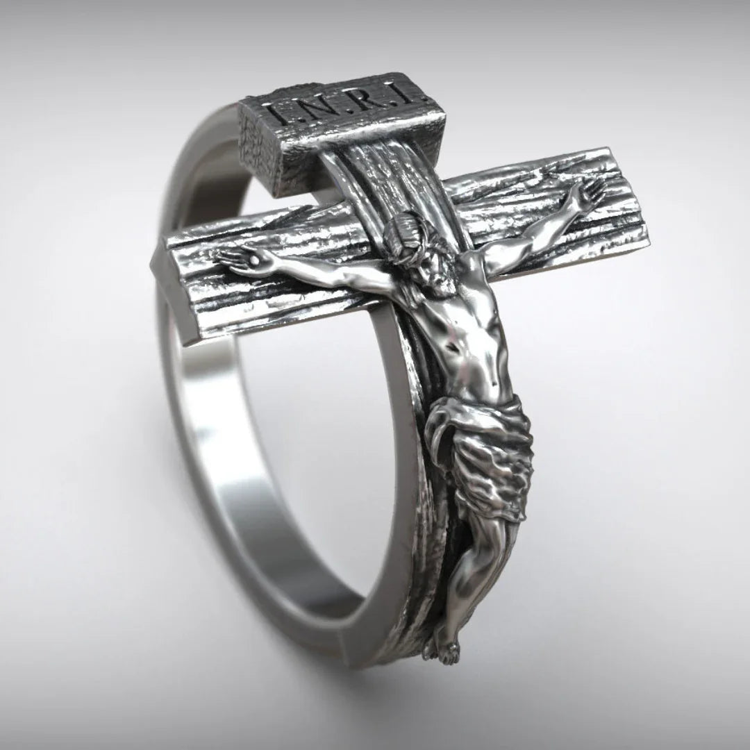 Crucifixion of Jesus S925K Silver Cross Ring – BGCOPPER