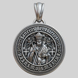 St. Benedict S925K Silver Double-Sided Engraved Amulet Pendant