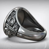 S925K Silver Jesus Crucifixion St. Benedict Medal Ring - BGCOPPER