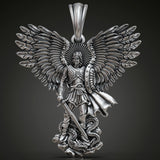 S925K Silver Saint Michael Pendant: Courage in the Heart