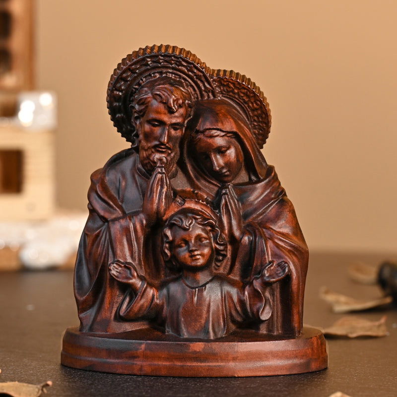 Holy Family Round Wooden Tabletop Ornament