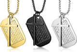 Stainless Steel Dog Tags Cross Necklaces for Men Prayer Cross Necklace Military Rolo Chain 3mm 24 Inch