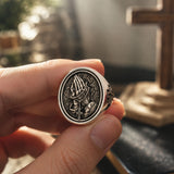 925K Sterling Silver Praying Hands Ring - Christian Symbol of Faith and Devotion