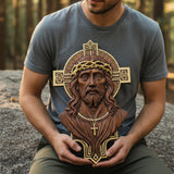 Jesus Christ Wood Carving: Crown of Thorns and Cruciform Halo | Sacred Home Blessing