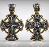 Double-sided S925k silver pendant depicting the Passion of Christ and St. George slaying the dragon.