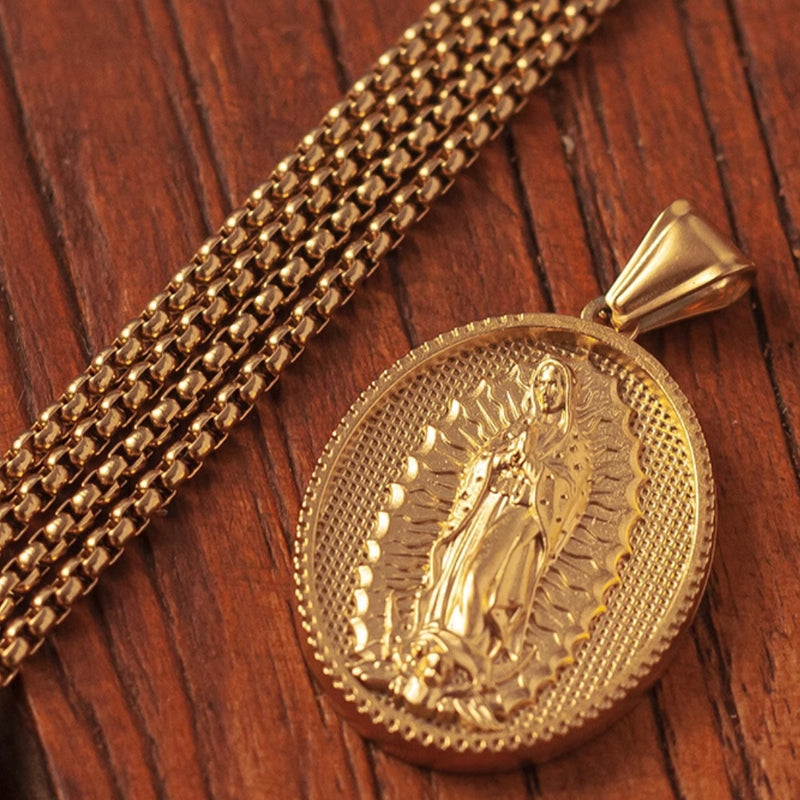 18K Gold Virgin Mary of Guadalupe Necklace