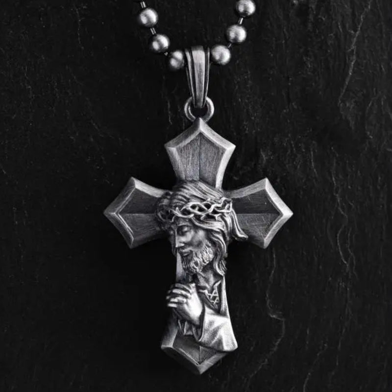 Crucifixion Prayer Necklace Madonna Prayer S925K Silver Necklace
