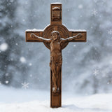 Bgcopper INRI Wood Carving Crucifix