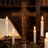 Bgcopper INRI Wood Carving Crucifix