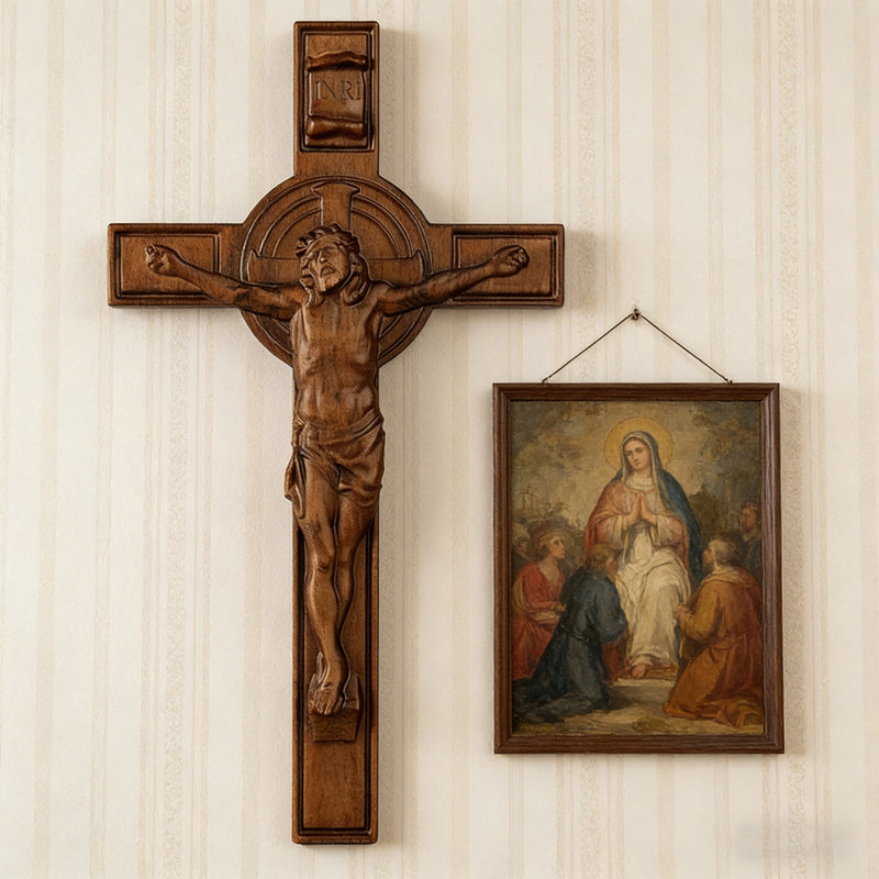 Bgcopper INRI Wood Carving Crucifix