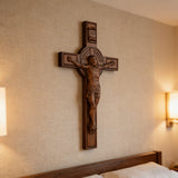 Bgcopper INRI Wood Carving Crucifix