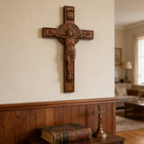 Bgcopper INRI Wood Carving Crucifix