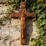 Bgcopper INRI Wood Carving Crucifix