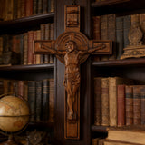 Bgcopper INRI Wood Carving Crucifix