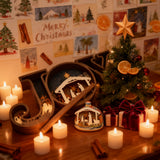 Layered JOY Nativity Wood Carving | Handcrafted Boxwood Christmas Faith Decor — A Testament of God’s Grace