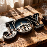 Layered JOY Nativity Wood Carving | Handcrafted Boxwood Christmas Faith Decor — A Testament of God’s Grace