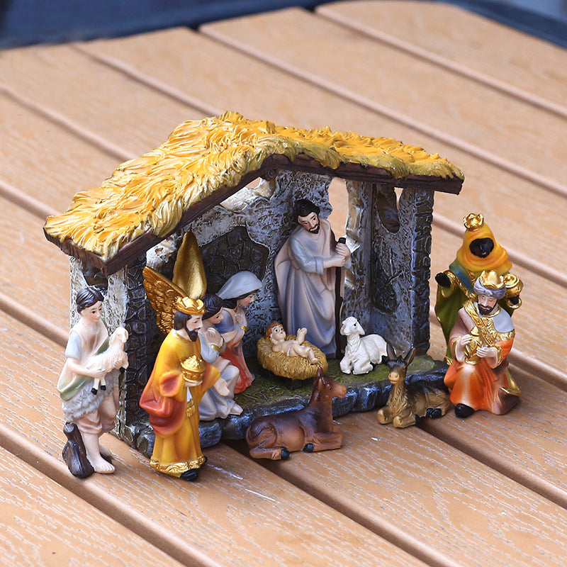 Christmas manger set scene ornaments gift box