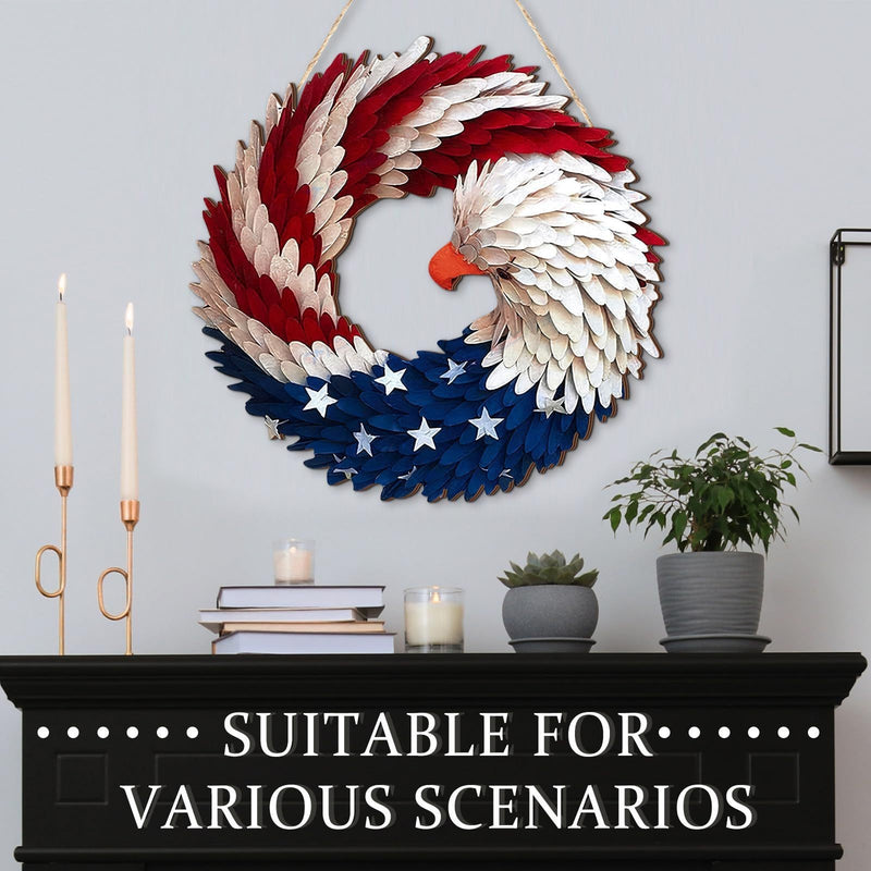 🌟 Patriotic Eagle Wooden Wreath | 4th of July Decor for Christian Homes