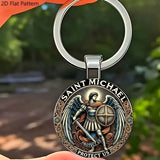 Saint Michael Defender Glass Keychain: Carry His Protection in Your Pocket