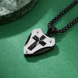 Titanium Steel Shield of Faith Cross Pendant | Protective Christian Jewelry
