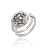 Silver Ring with Fortuna Tyche, Ancient Greek Roman Goddess, Mythology Jewelry, Gift for Men and Women