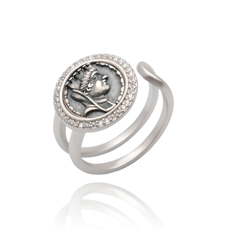 Silver Ring with Fortuna Tyche, Ancient Greek Roman Goddess, Mythology Jewelry, Gift for Men and Women