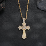 Iced Baguette & Round CZ Cross Pendant Necklace – Faith, Luxury & Statement Style
