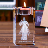 Jesus Crystal Engraved Candle Holder: Light & Faith in One