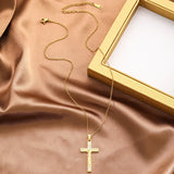 Zircon-Encrusted Jesus Cross Necklace: Faith Worn with Grace