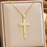 Zircon-Encrusted Jesus Cross Necklace: Faith Worn with Grace
