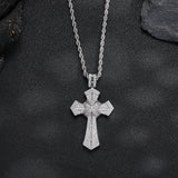 Iced Baguette & Round CZ Cross Pendant Necklace – Faith, Luxury & Statement Style