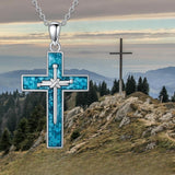 Turquoise Nails Cross Necklace – Redemption in Vibrant Blue