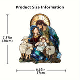 🕊️ Holy Family & Lambs Stained-Glass Acrylic Suncatcher: A Christian Symbol of Love & Flock