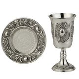 Jerusalem Holy Grail (Cup & Saucer Set) - Authentic Kiddush Cup for Shabbat, Passover & Special Occasions
