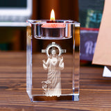 Jesus Crystal Engraved Candle Holder: Light & Faith in One