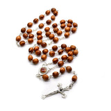 Jesus Pine Wood Rosary Cross Necklace | Jerusalem Spiritual Jewelry for Christian home decor and prayer spaces