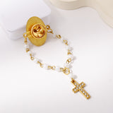 Our Lady of Guadalupe 11-Pearl Brooch with Crystal Cross Pendant